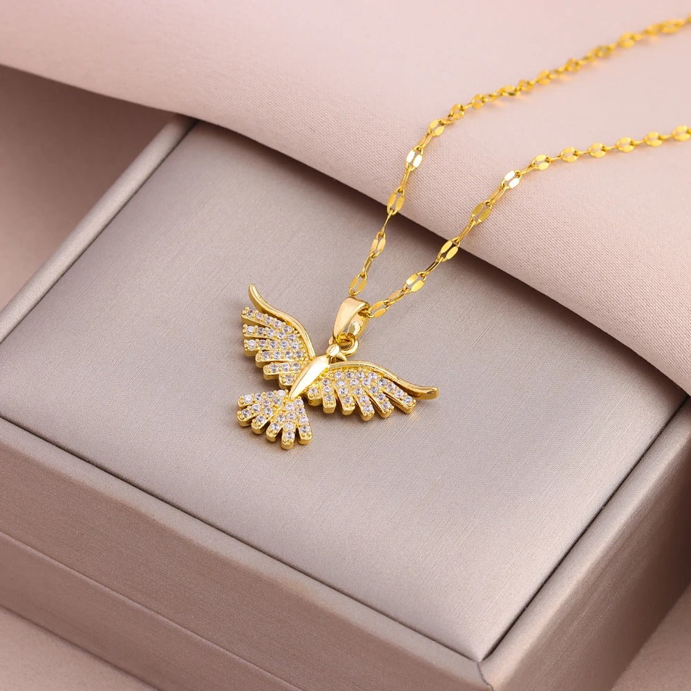 18K Gold Plated Vintage Phoenix Pendant Necklace