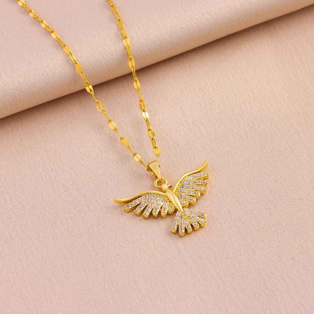 18K Gold Plated Vintage Phoenix Pendant Necklace