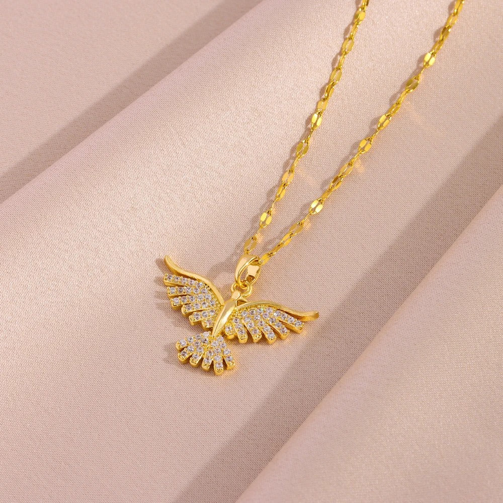 18K Gold Plated Vintage Phoenix Pendant Necklace