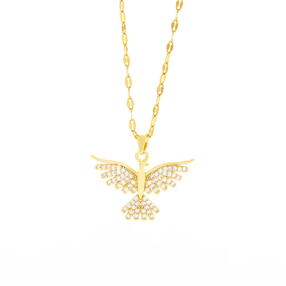 18K Gold Plated Vintage Phoenix Pendant Necklace