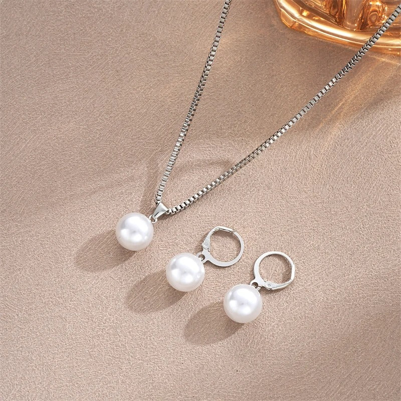 Fashion Elegant Imitation Pearl Pendant Jewelry Set